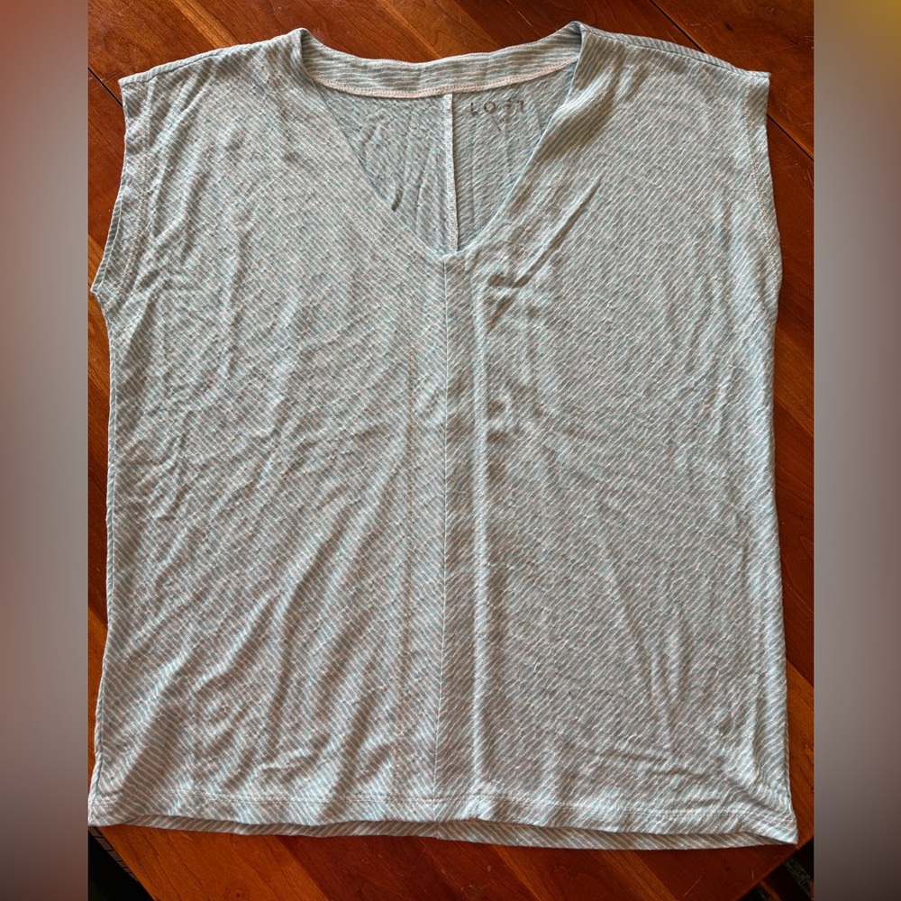 LOFT Slouchy Light Blue Short Sleeve V-Neck Tee